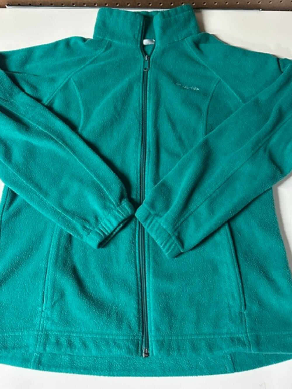 Columbia Teal Polar Fleece Full-Zip Jacket With Pockets Women’s Size Large LOOK